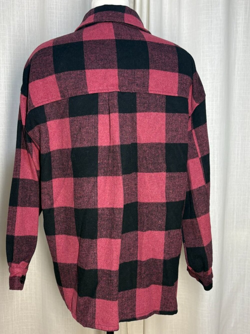 Soft Raspberry Sherbet Plaid Boxy Shacket - Picture 2 of 8